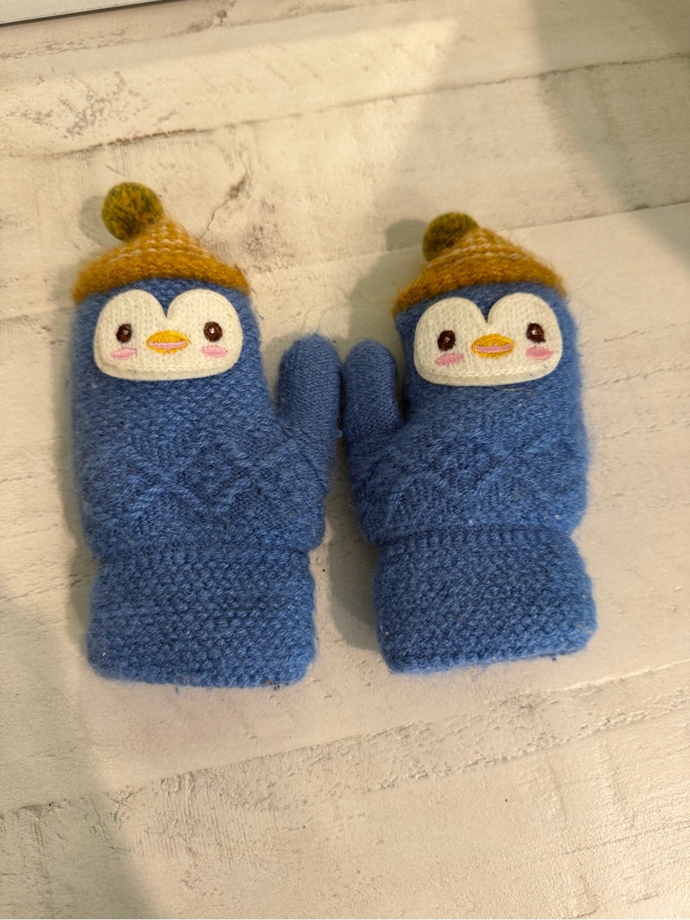 Baby - Blue Penguin Mittens